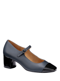 Hotter Shimmer Leather Mary Jane Court Shoes - view 2, Navy