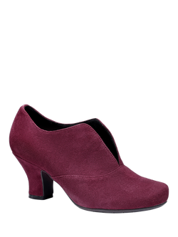 Hotter Waltz Suede Court Shoes, Black-su - view 2, Maroon-su