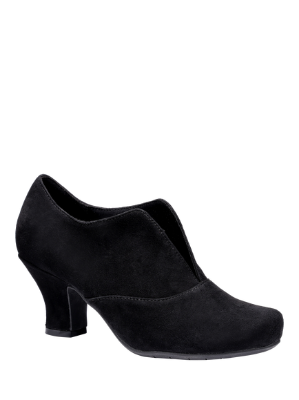 Hotter Waltz Wide Fit Suede Court Shoes, Black-su - view 2, Black-su