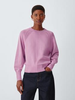 John Lewis Raglan Seam Crew Neck Cotton Knit Jumper, Orchid Pink