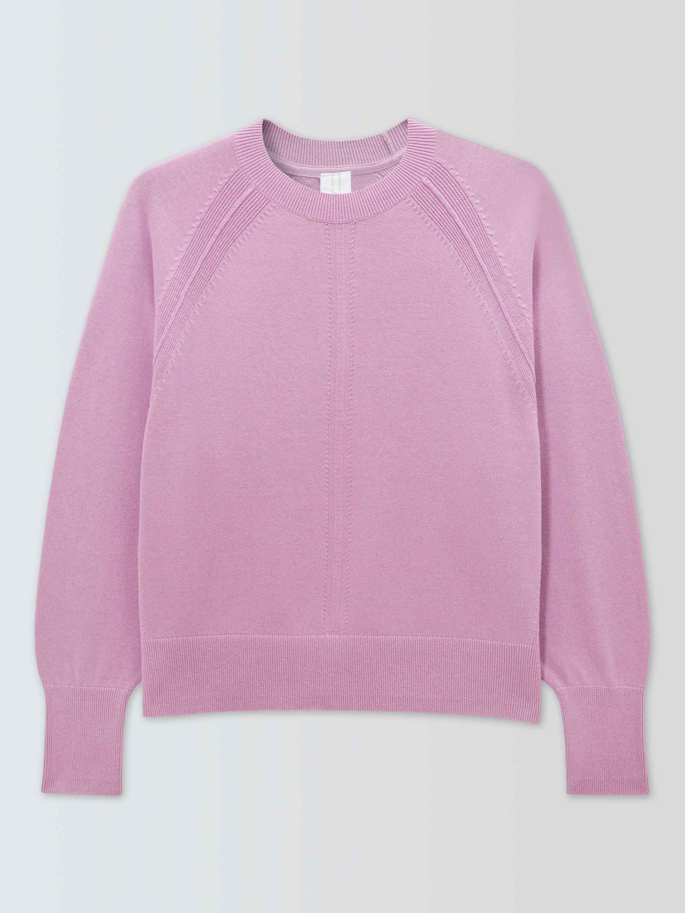Product image 4 of 6, which shows John Lewis Raglan Seam Crew Neck Cotton Knit Jumper, 92743 Orchid Pink, XS