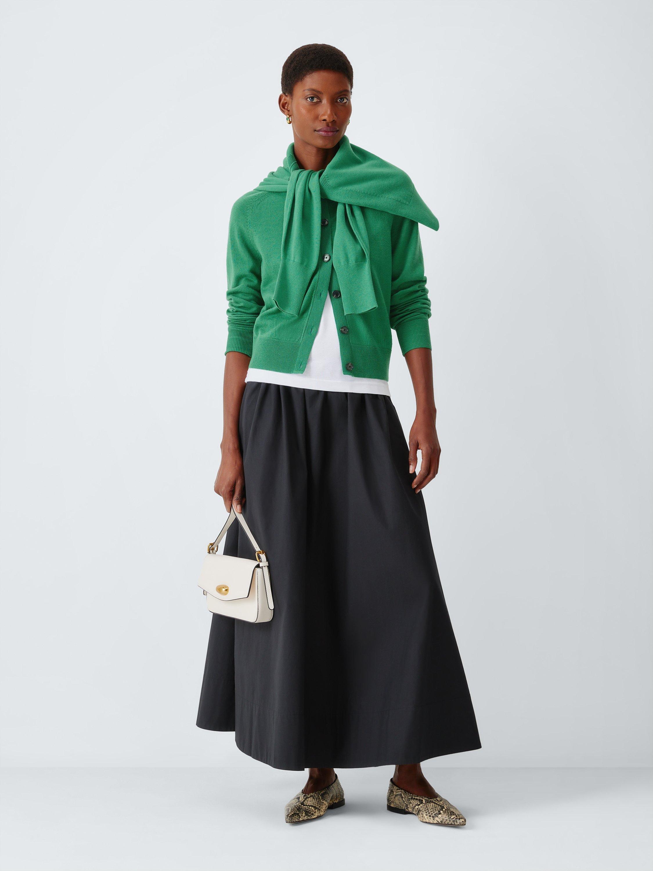 Product image 3 of 6, which shows John Lewis Merino Wool Crew Neck Cardigan, Pine Green, 8