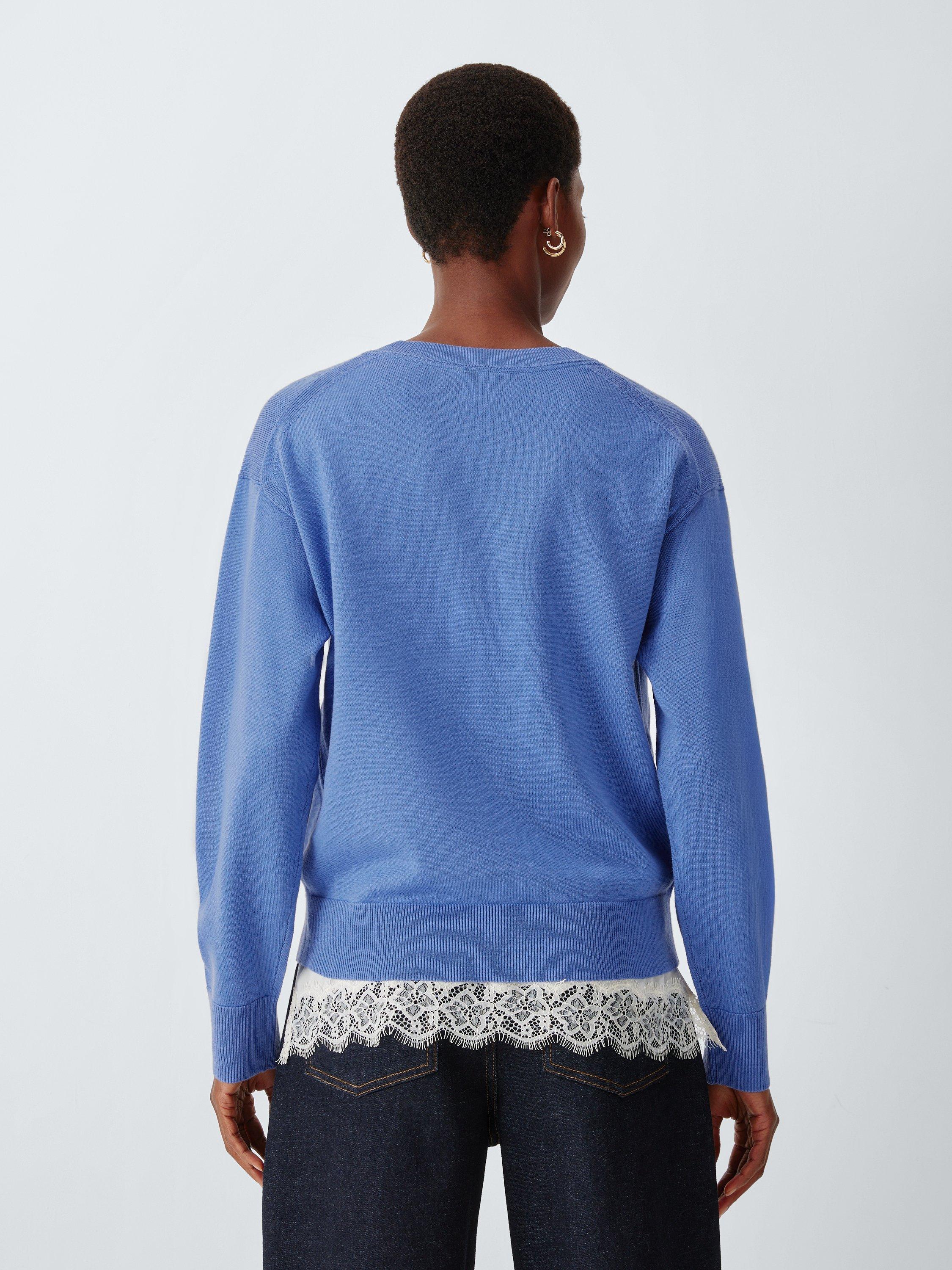 Product image 2 of 6, which shows John Lewis Merino Wool V-Neck Jumper, Baja Blue, 8