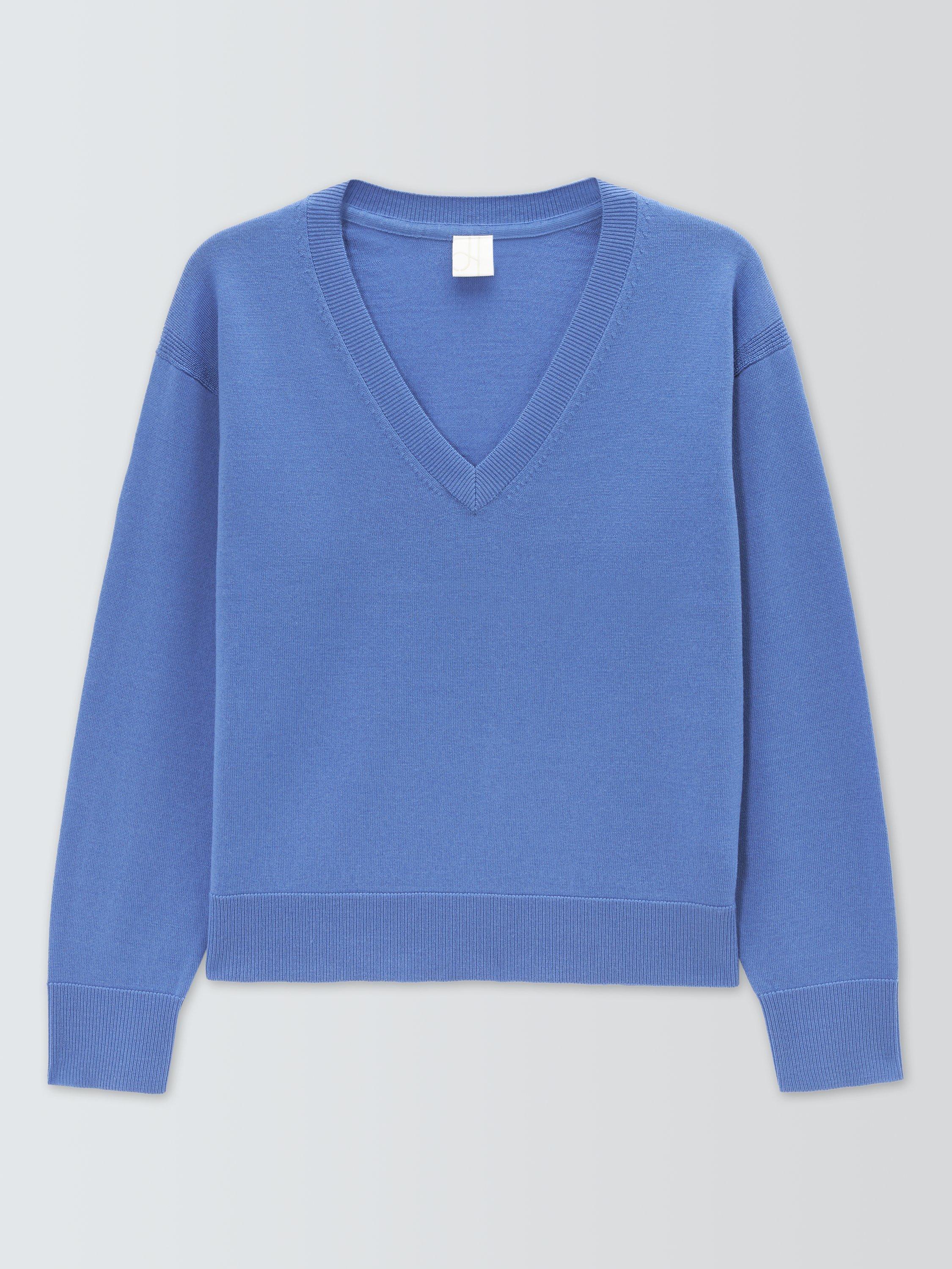Product image 4 of 6, which shows John Lewis Merino Wool V-Neck Jumper, Baja Blue, 8