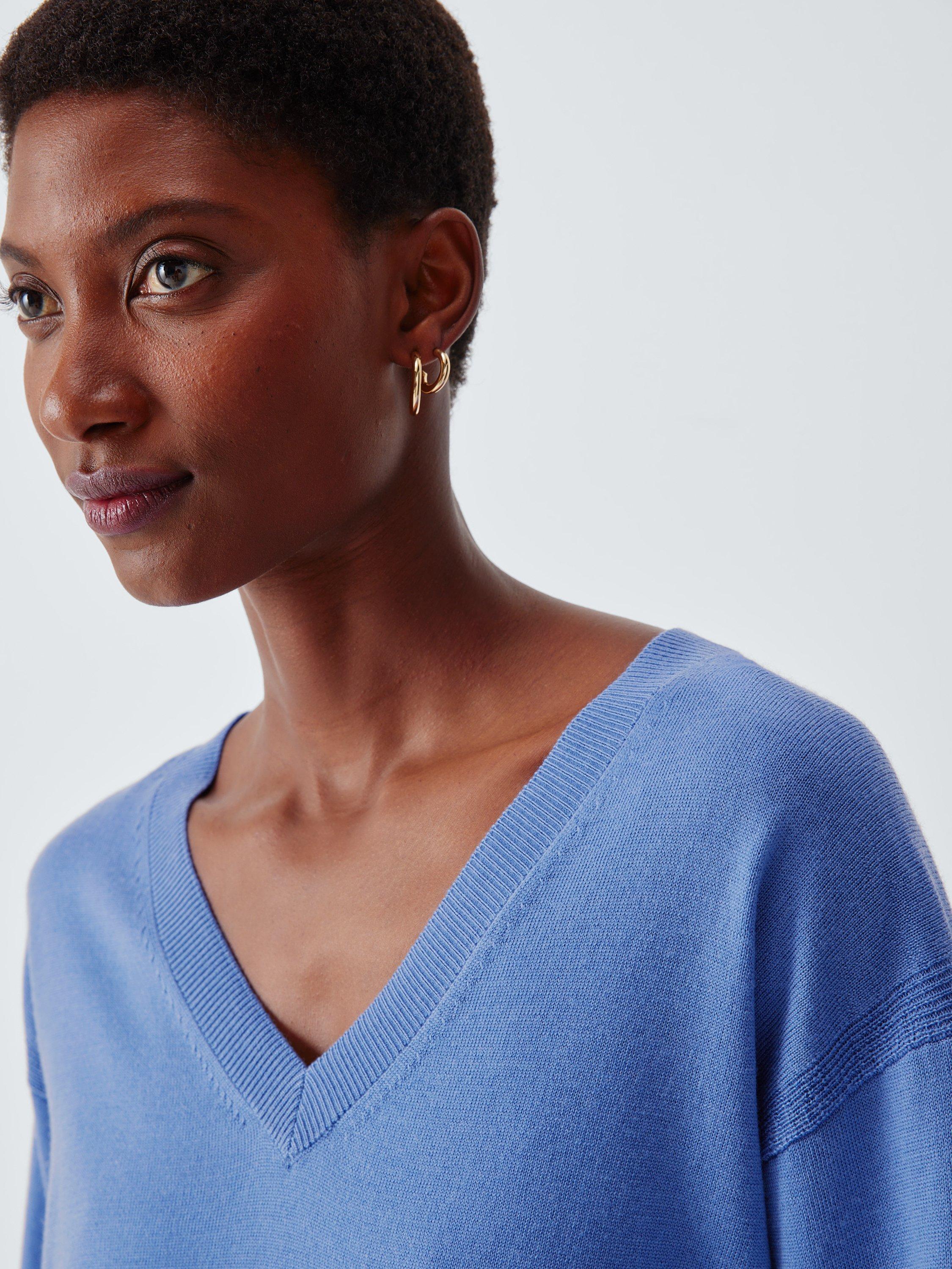 Product image 5 of 6, which shows John Lewis Merino Wool V-Neck Jumper, Baja Blue, 8