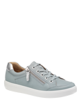 Hotter Chase II Wide Fit Leather Zip and Go Trainers, Sage