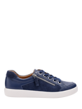 Hotter Chase II Wide Fit Leather Zip and Go Trainers, French Navy, French Navy