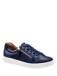 Hotter Chase II Wide Fit Leather Zip and Go Trainers, French Navy, French Navy