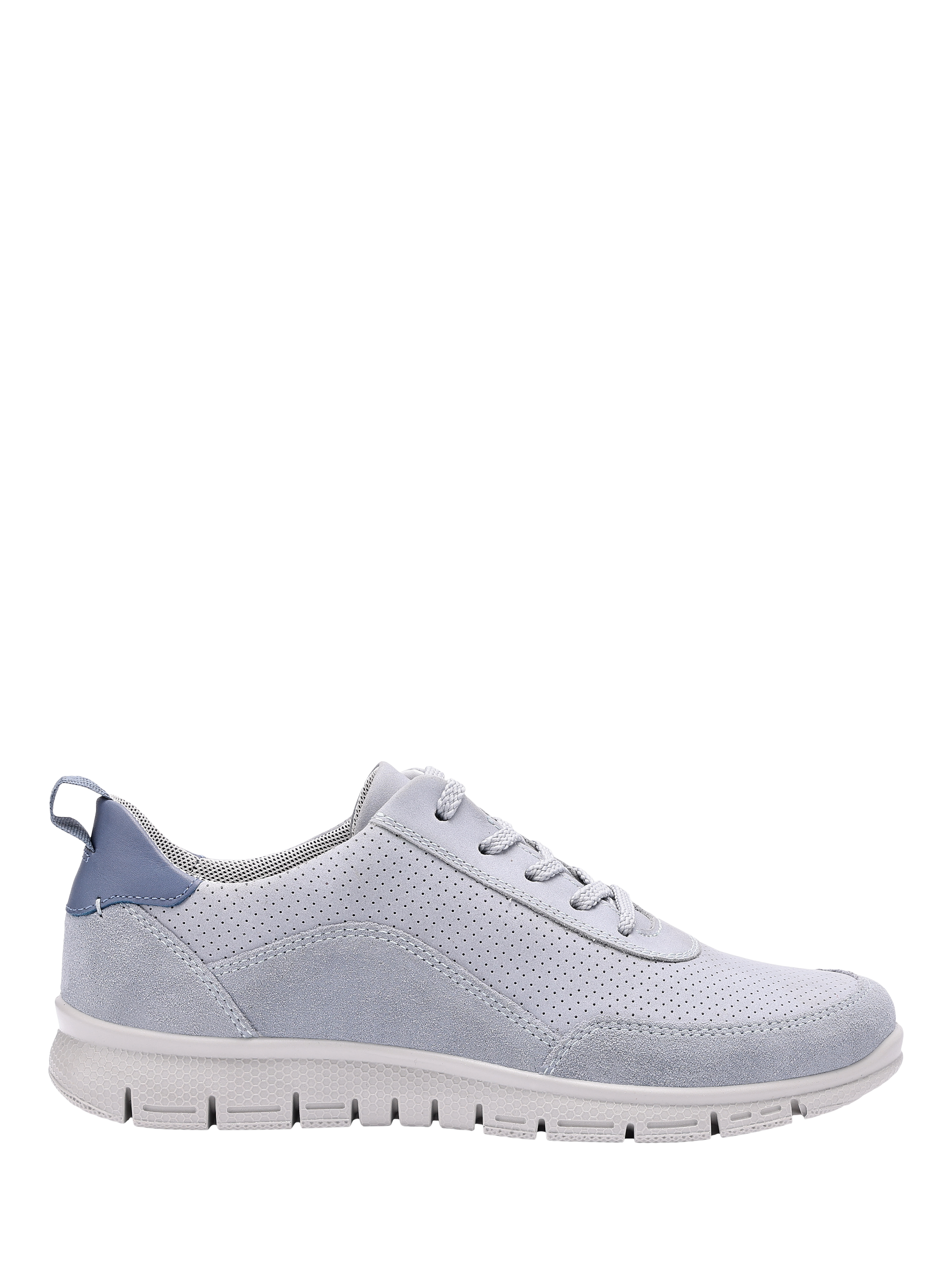 Product image 1 of 11, which shows Hotter Gravity II Wide with Cushion+ Tech Mesh Lined Trainers, Pale Blue, 3W