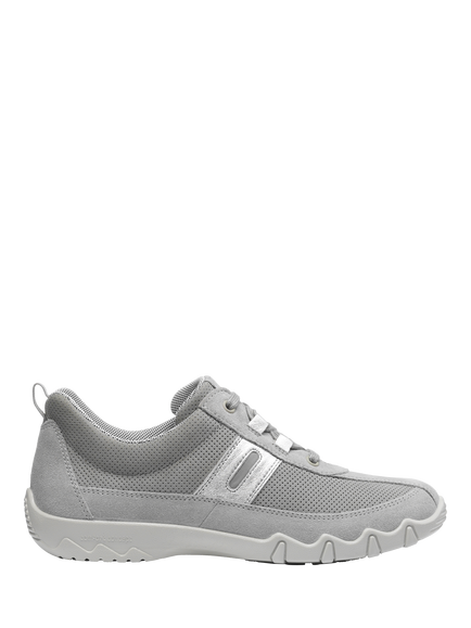 Hotter Leanne II Extra Wide Fit Suede and Nubuck Trainers, Shell Grey, Shell Grey