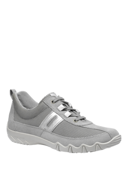 Hotter Leanne II Extra Wide Fit Suede and Nubuck Trainers, Shell Grey - view 2, Shell Grey