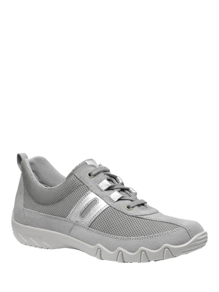 Hotter Leanne II Extra Wide Fit Suede and Nubuck Trainers, Shell Grey - view 2, Shell Grey