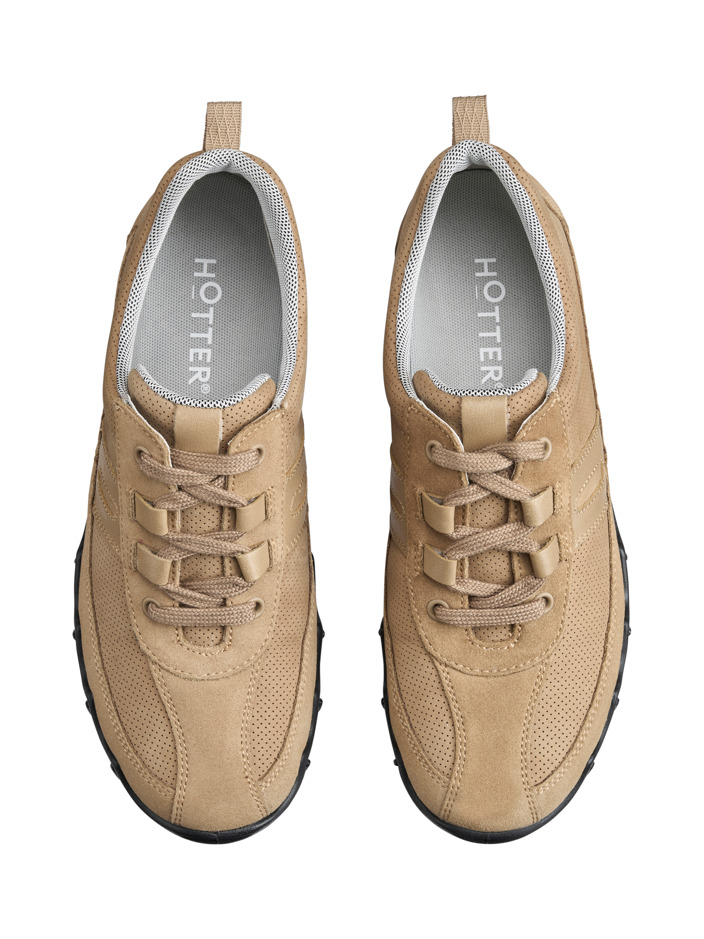 Product image 3 of 4, which shows Hotter Leanne II Suede and Nubuck Trainers, Camel, 3S