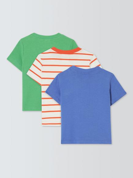 John Lewis Baby Play All Day Short Sleeve Top, Pack of 3, Multi - view 2, Multi