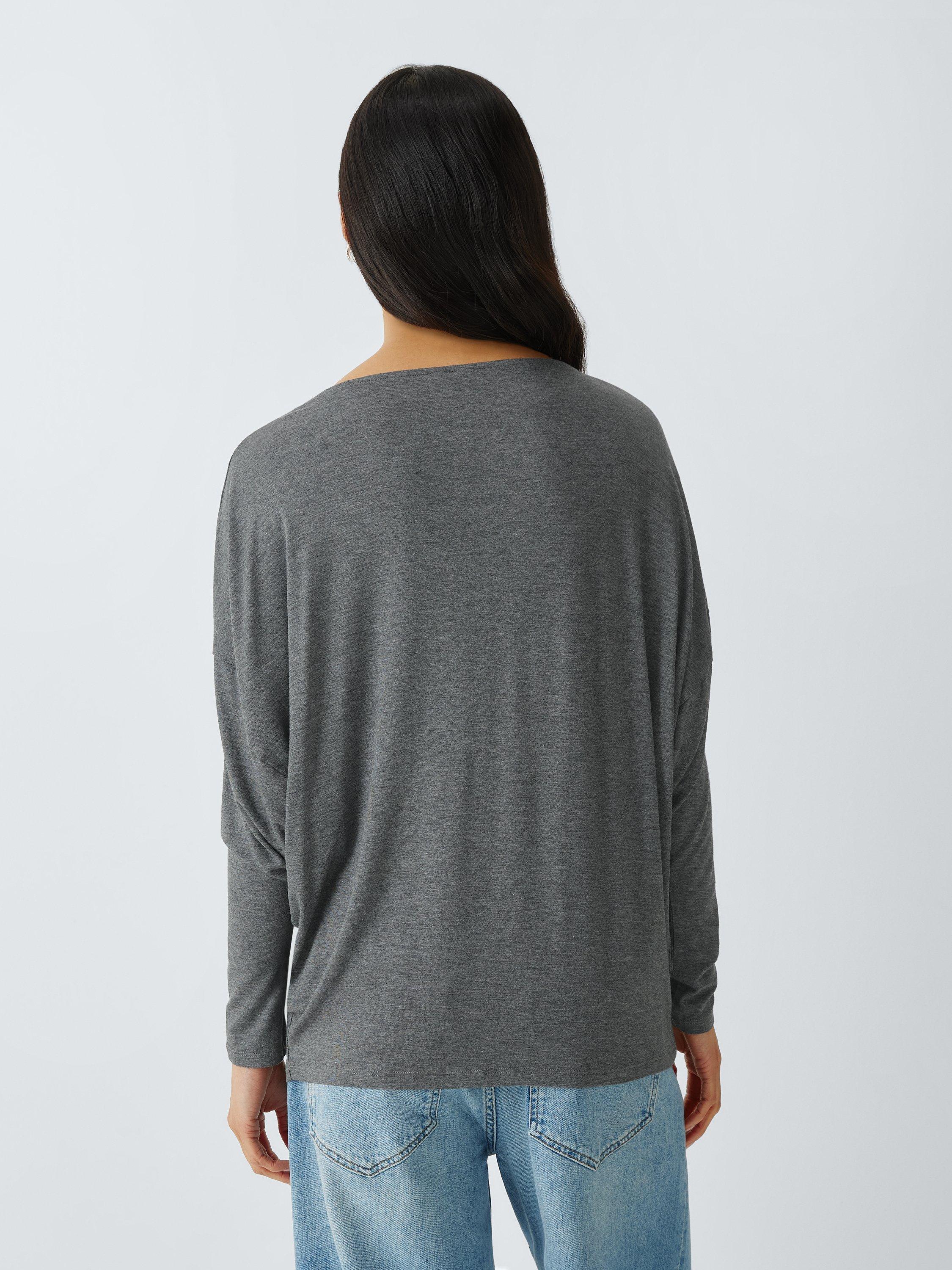 Product image 2 of 6, which shows AND/OR Boat Neck Batwing Top, Charcoal Acid, 6