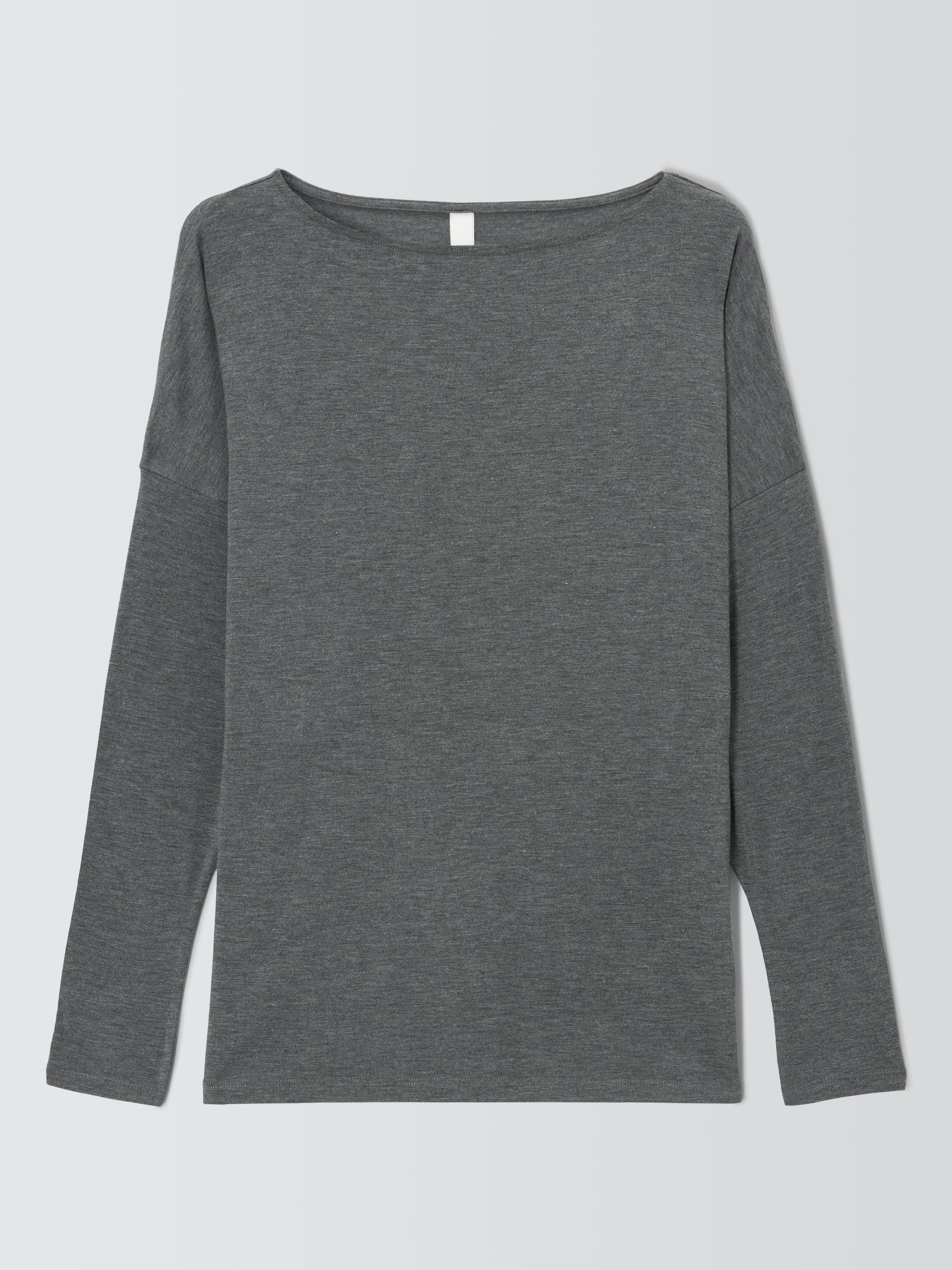 Product image 4 of 6, which shows AND/OR Boat Neck Batwing Top, Charcoal Acid, 6