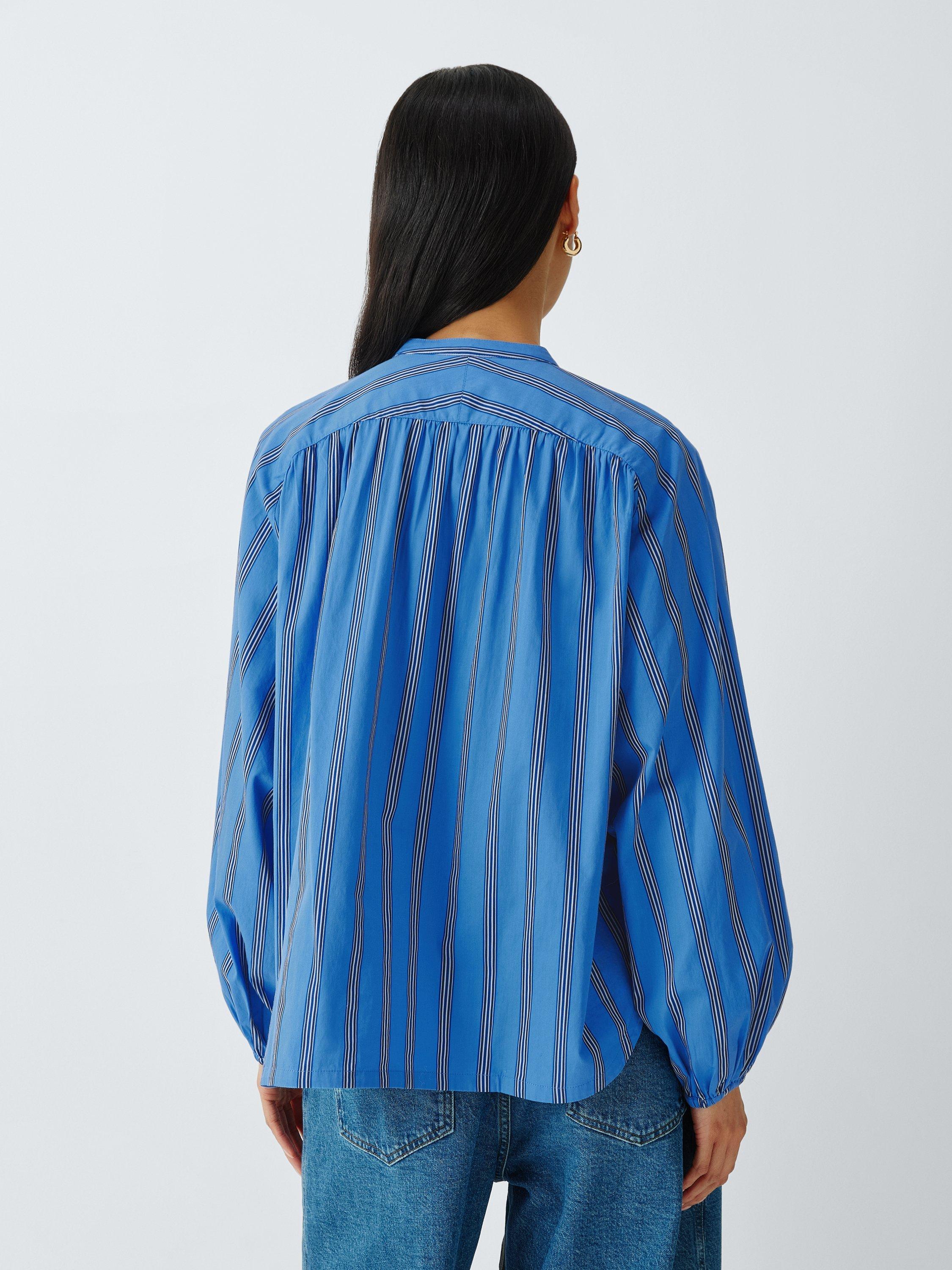 Product image 2 of 6, which shows AND/OR Adrienne Stripe Shirt, Blue Stripe, 6