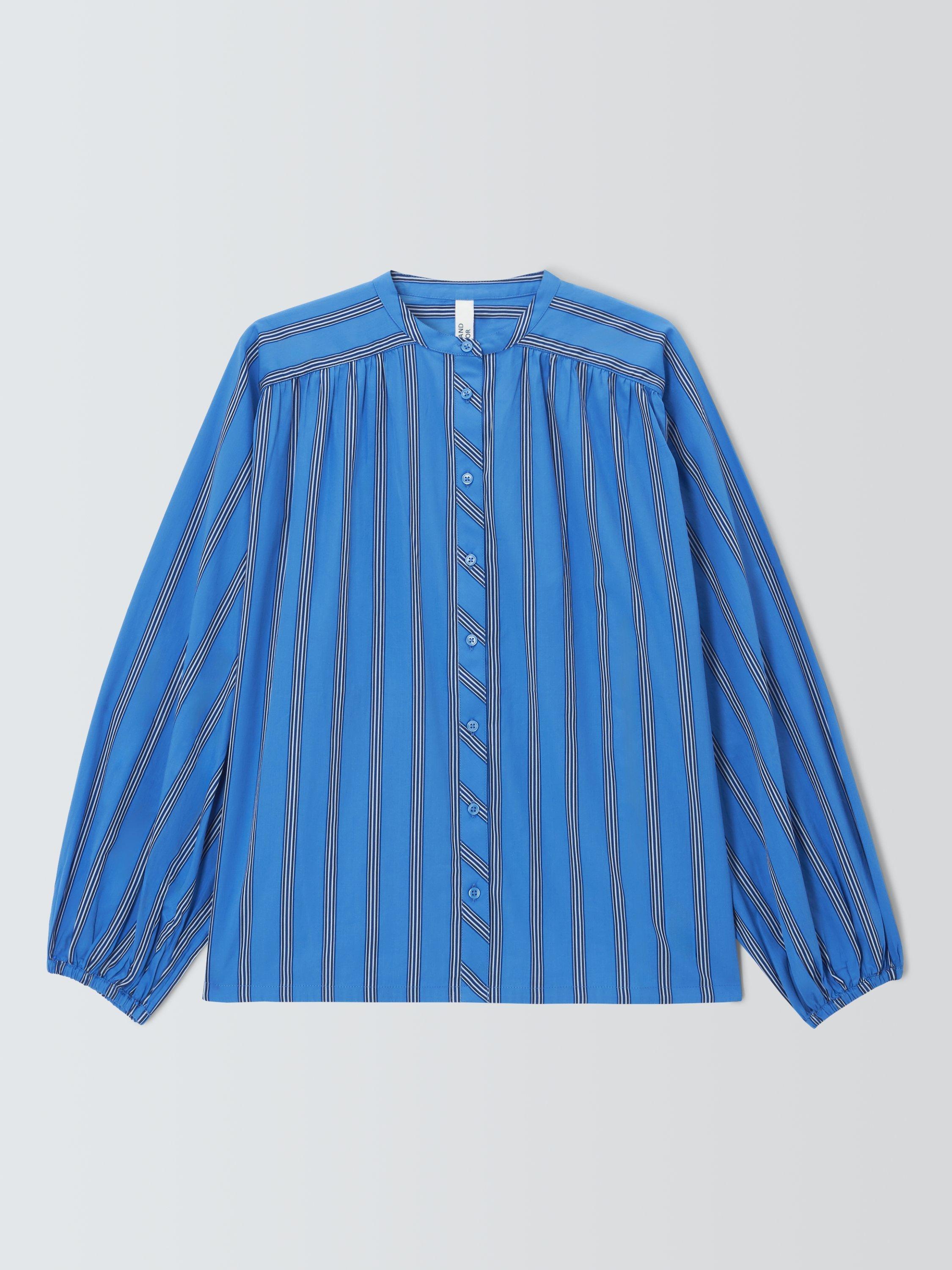 Product image 4 of 6, which shows AND/OR Adrienne Stripe Shirt, Blue Stripe, 6