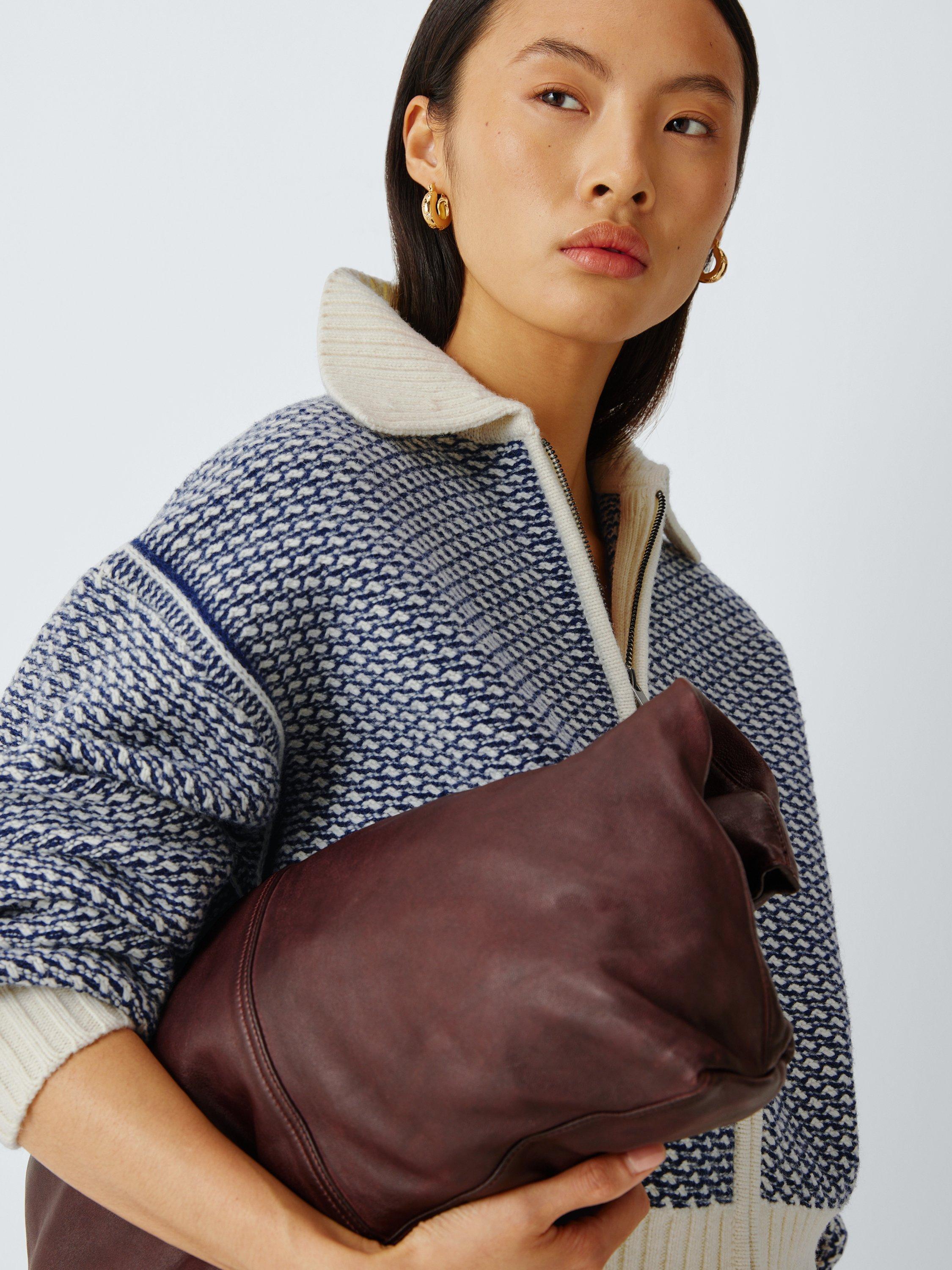 Product image 6 of 6, which shows AND/OR Isla Wool Rich Knit Jacket, Blue/Cream, XS