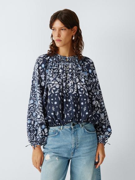 AND/OR Angel Floral Blouse, Blue Multi, Blue Multi
