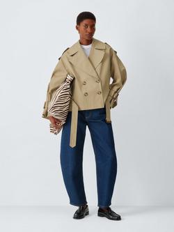 John Lewis Double Breasted Short Trench Coat, Natural, Natural