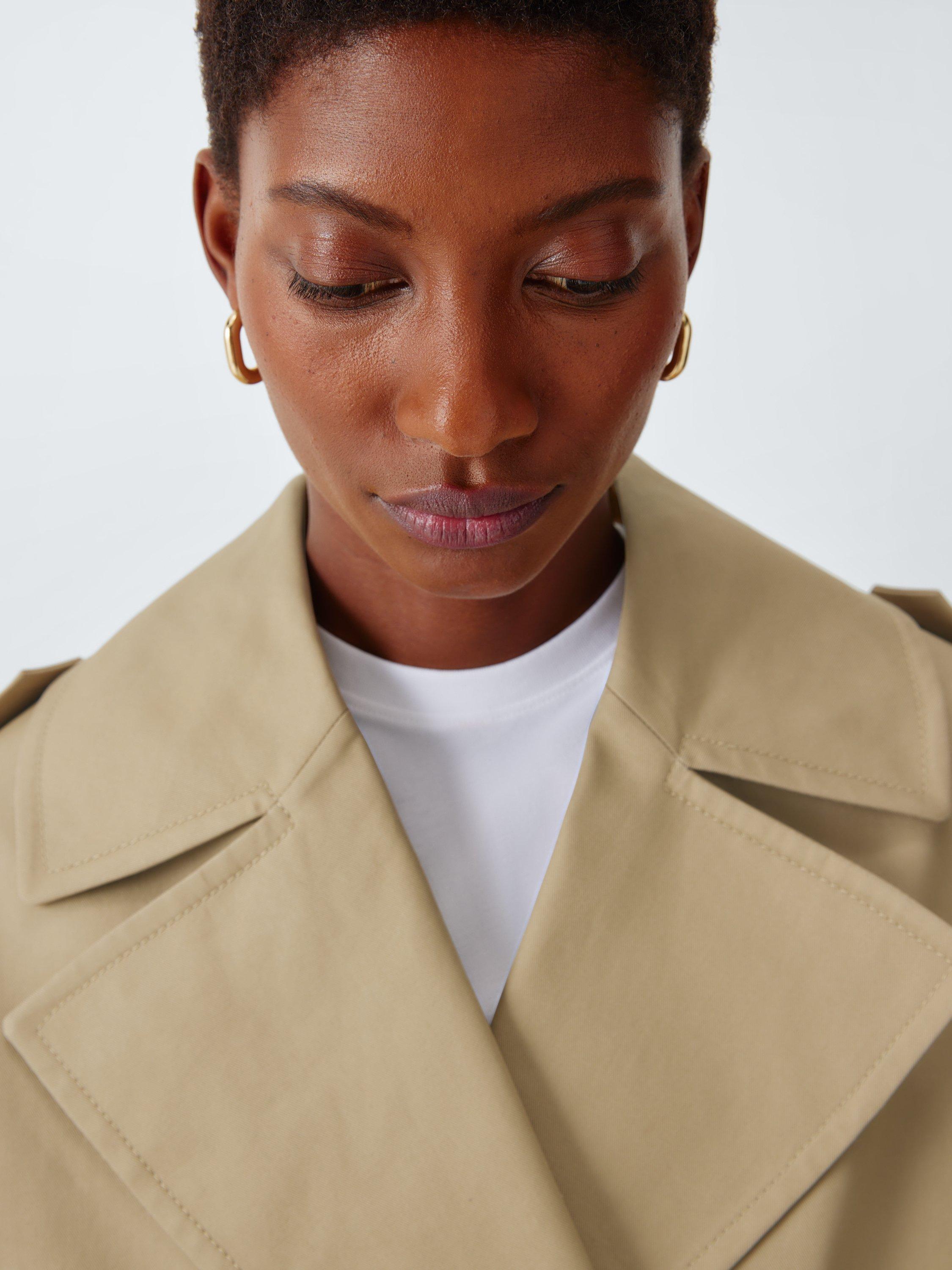 Product image 5 of 7, which shows John Lewis Double Breasted Short Trench Coat, Natural, 8