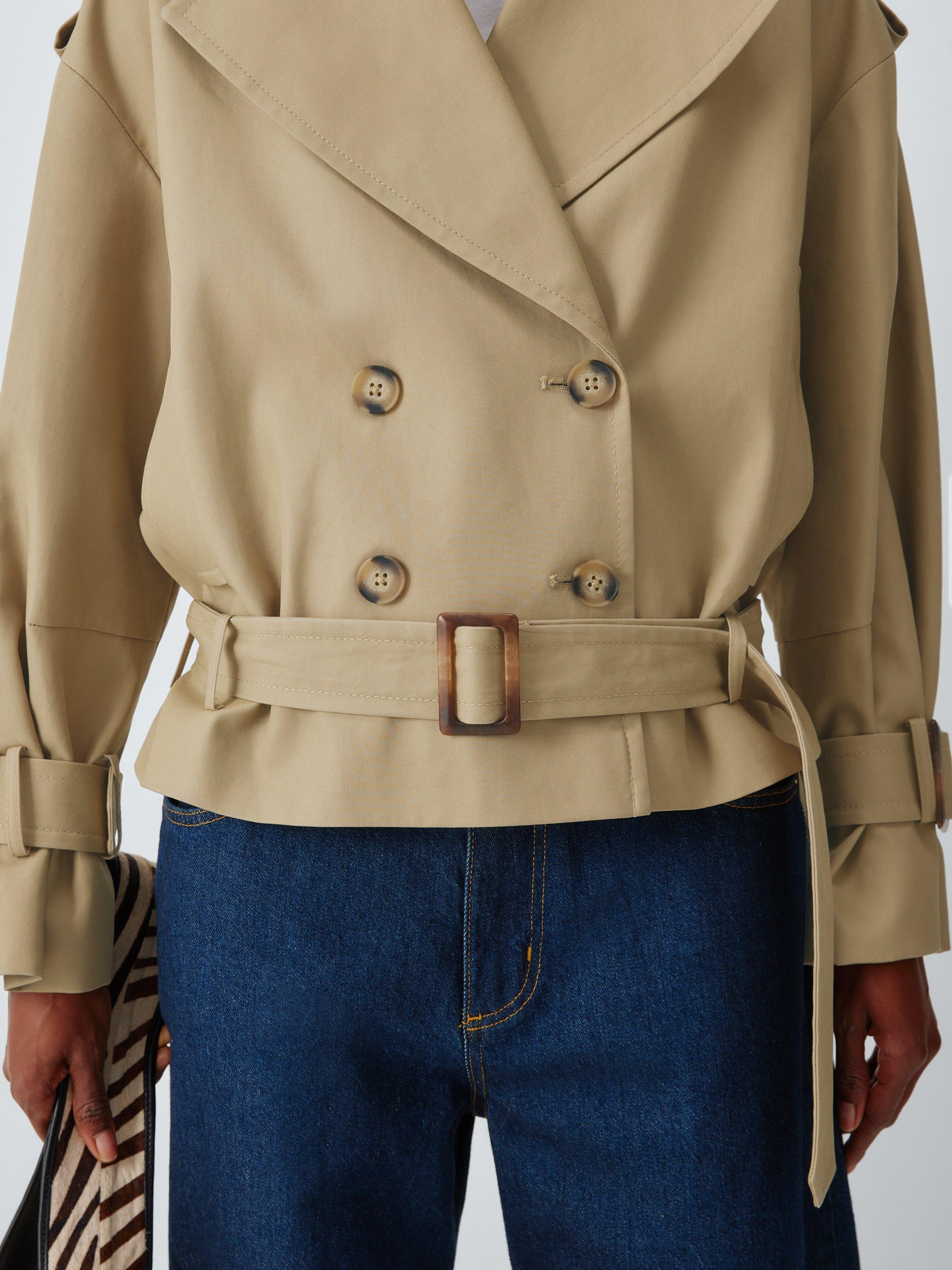 Product image 6 of 7, which shows John Lewis Double Breasted Short Trench Coat, Natural, 8