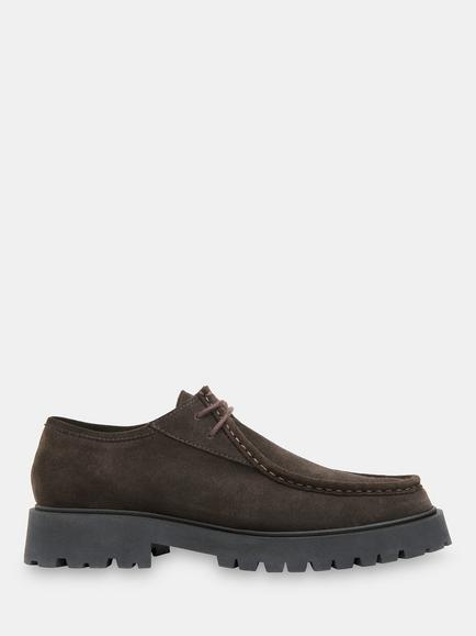 Whistles Suede Chunky Lace Up Shoes, Chocolate, Chocolate