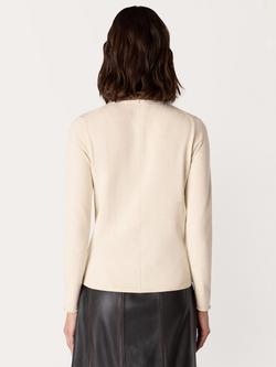 Whistles Mila V-Neck Knitted Jumper - view 2, Oatmeal