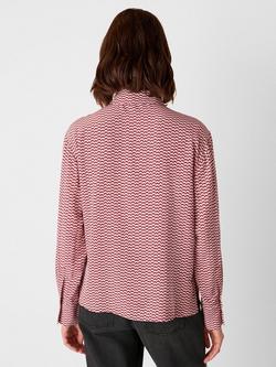 Whistles Geometric Pleat Detail Shirt, Red/Multi - view 2, Red/Multi