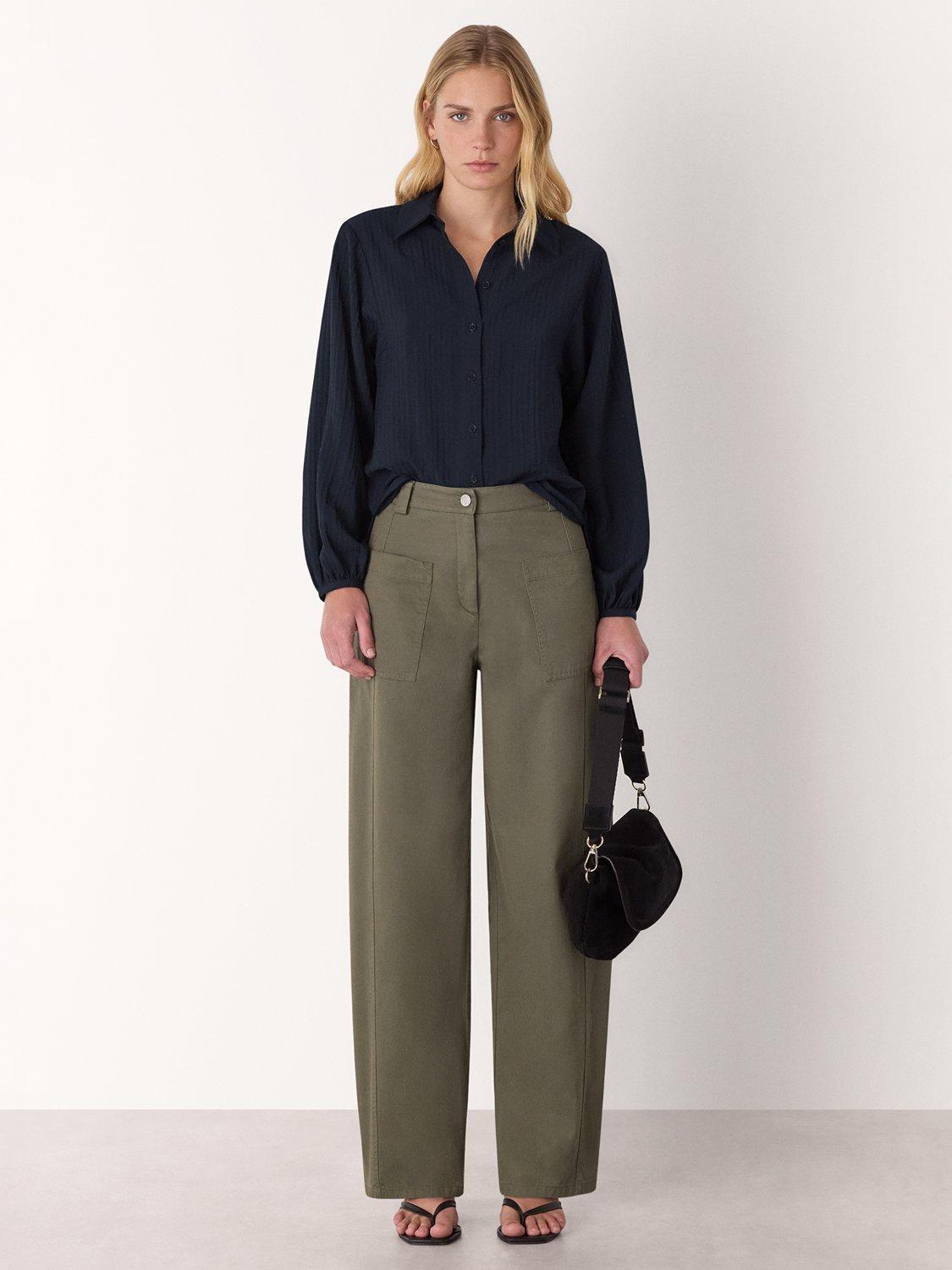 Product image 3 of 5, which shows Whistles Textured Relaxed Shirt containing LENZING™ ECOVERO™ Viscose, Navy, 6