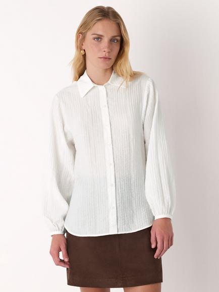 Whistles Textured Relaxed Fit Shirt containing LENZING™ ECOVERO™ Viscose, White, White