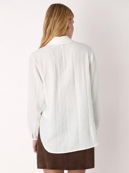 Whistles Textured Relaxed Fit Shirt containing LENZING™ ECOVERO™ Viscose, White - view 2, White