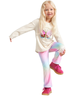 Lindex Kids' Flared Velour Leggings, Light Pink - view 2, Light Pink