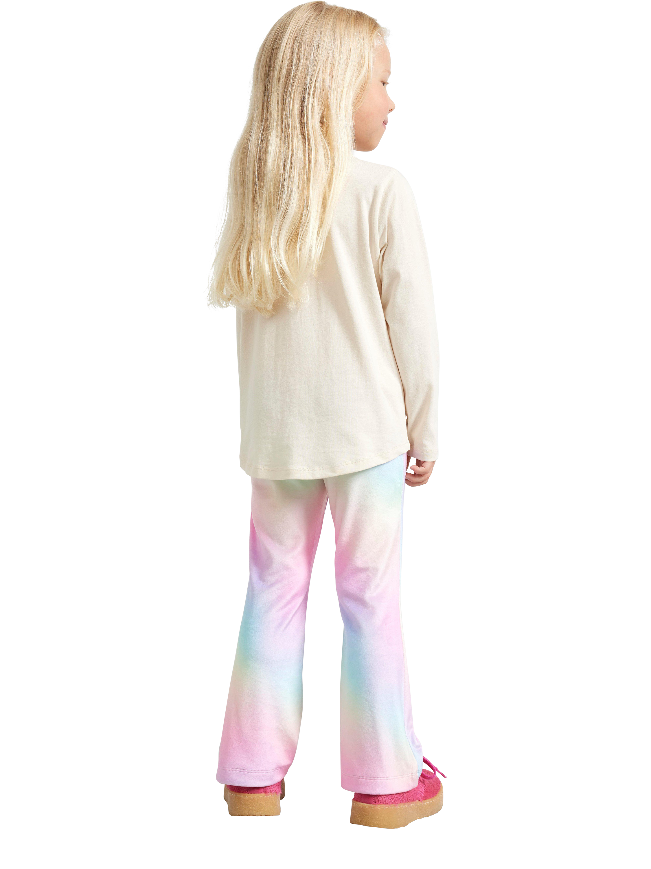 Product image 3 of 6, which shows Lindex Kids' Flared Velour Leggings, Light Pink, 18-24 months