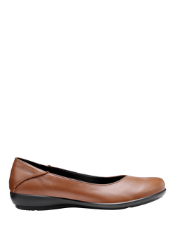 Hotter Birdie Extra Wide Fit Smart Leather Ballerina Flat Shoes, Rich Tan, Rich Tan