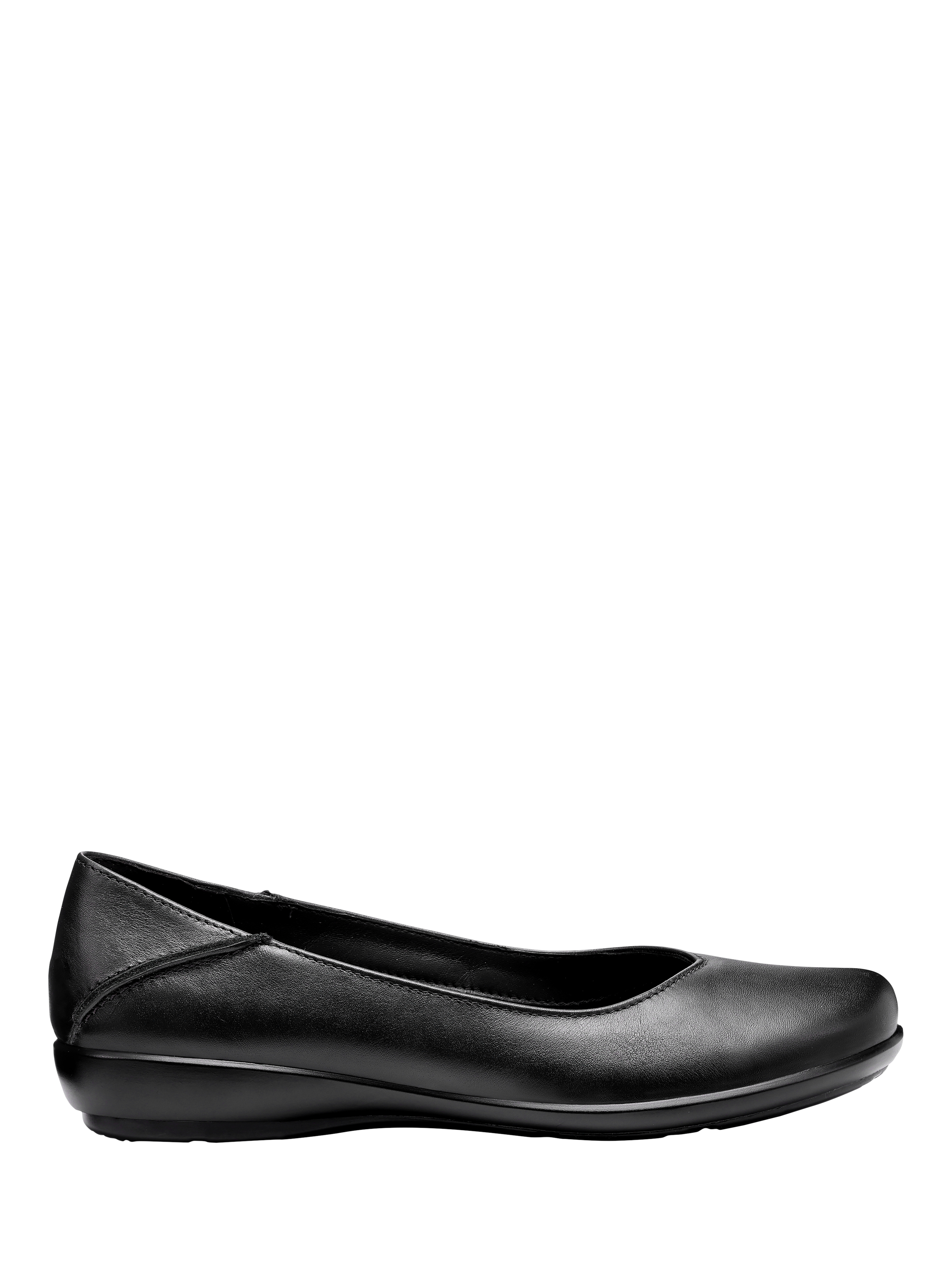 Hotter Birdie Smart Leather Ballerina Flat Shoes, Black