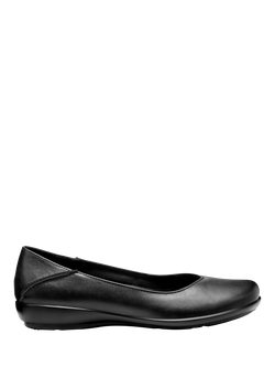 Hotter Birdie Smart Leather Ballerina Flat Shoes, Black