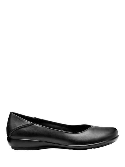 Hotter Birdie Smart Leather Ballerina Flat Shoes, Black