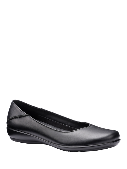 Hotter Birdie Smart Leather Ballerina Flat Shoes - view 2, Black