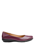 Hotter Birdie Smart Leather Ballerina Flat Shoes, Dark Cherry