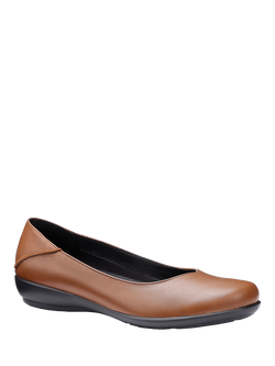 Hotter Birdie Smart Leather Ballerina Flat Shoes - view 2, Rich Tan