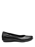 Hotter Birdie Wide Fit Smart Leather Ballerina Flat Shoes, Black