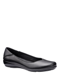 Hotter Birdie Wide Fit Smart Leather Ballerina Flat Shoes, Black