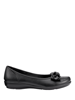 Hotter Jewel Extra Wide Fit Leather Ballerina Pumps, Black, Black