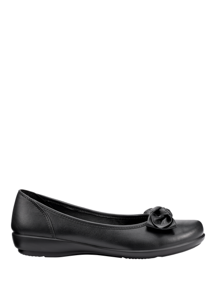 Hotter Jewel Extra Wide Fit Leather Ballerina Pumps, Black, Black