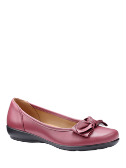 Hotter Jewel Leather Ballerina Pumps - view 2, Dark Rose