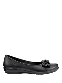 Hotter Jewel Wide Fit Leather Ballerina Pumps,, Black