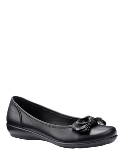 Hotter Jewel Wide Fit Leather Ballerina Pumps, - view 2, Black