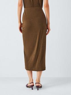 John Lewis Ruched Jersey Midi Skirt, Chocolate - view 2, Chocolate